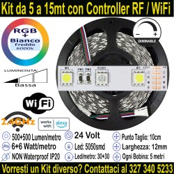 Striscia Led RGB+Bianco Freddo 24V-12W Metro in Kit da 5...