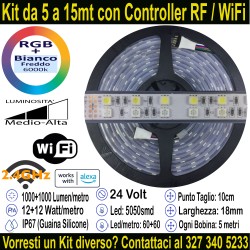 Striscia Led RGB+Bianco Freddo 24V-24W Metro in Kit da 5...