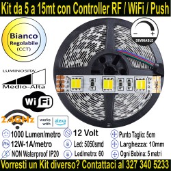 Striscia Led Bianco Regolabile CCT 12V-12W Metro in Kit...