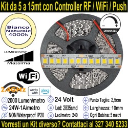 Striscia Led Bianco Naturale 24V-24W Metro in Kit da 5 a...