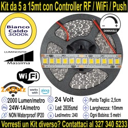 Striscia Led Bianco Caldo 24V-24W Metro in Kit da 5 a...