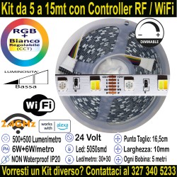 Striscia Led RGB+Bianco Regolabile 24V-12W Metro in Kit...