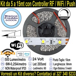 Striscia Led Bianco Freddo 24v-6W Metro in Kit da 5 a...