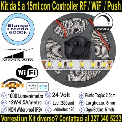 Striscia Led Bianco Freddo 24v-12W Metro in Kit da 5 a...