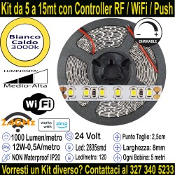 Striscia Led Bianco Caldo 24v-12W Metro in Kit da 5 a...