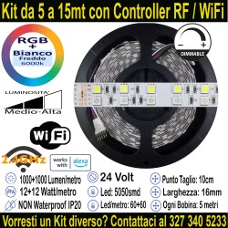 Striscia Led RGB +Bianco Freddo 24V-24W Metro in Kit da 5...