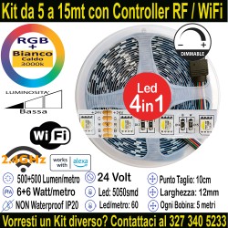 Striscia Led RGB+Bianco Caldo  24v-12W Metro in Kit da 5...