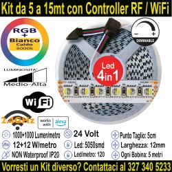 Striscia Led RGB+Bianco Caldo 24V-24W Metro in Kit da 5 a...