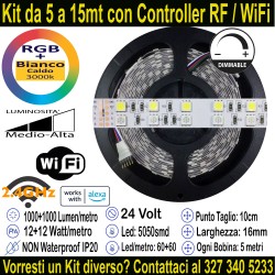 Striscia Led RGB+Bianco Caldo  12V-24W Metro in Kit da 5...