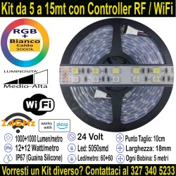 Striscia Led RGB+Bianco Caldo 24V-24W Metro in Kit da 5 a...