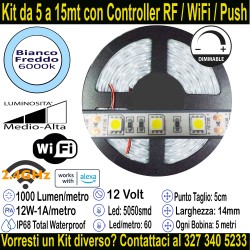 Striscia Led Bianco Freddo 12v-12W Metro in Kit da 5 a...