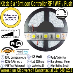 Striscia Led Bianco Caldo 12v-12W Metro in Kit da 5 a...