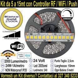 Striscia Led Bianco Caldo Extra  24V-24W Metro in Kit da...