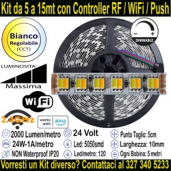 Striscia Led Bianco Regolabile CCT 24V-24W Metro in Kit...