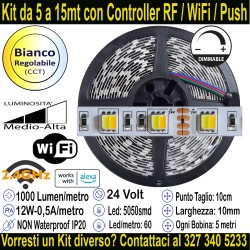 Striscia Led Bianco Regolabile CCT 24V-12W Metro in Kit...